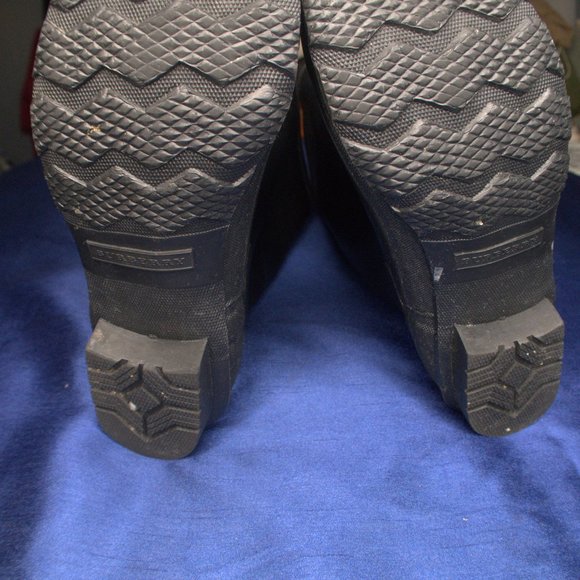 Leather Burberry Rain Boots Lined with Fabric Signature Checker Design Sz. 11 - Picture 6 of 6